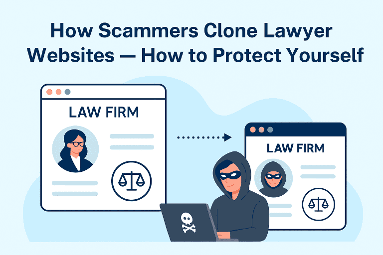How Scammers Clone Lawyer Websites – How to Protect Yourself - Scam awareness education
