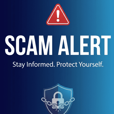 generic scam alert banner message